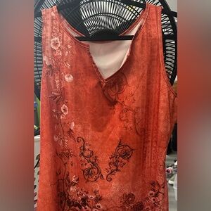 Floral Sleeveless Top - orange